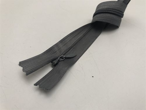 Usynlig /skjult lynlås - 25 cm, mørk grå